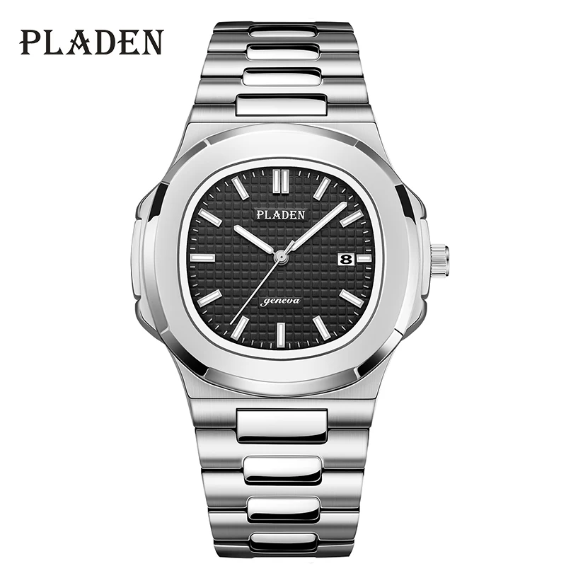 PLADEN Top Sell Watches For Men Luxury Stainless Steel Strap Quartz Watch Fashion Waterproof Business Casual Clock Dropshipping