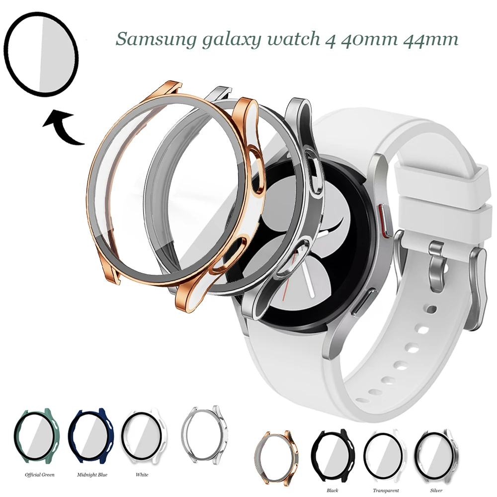 

Glass Screen film For Samsung Galaxy Watch 4 40mm 44mm Cover Hard Shell+Full Screen Protector Bumper For Galaxy Watch4 44mm Case