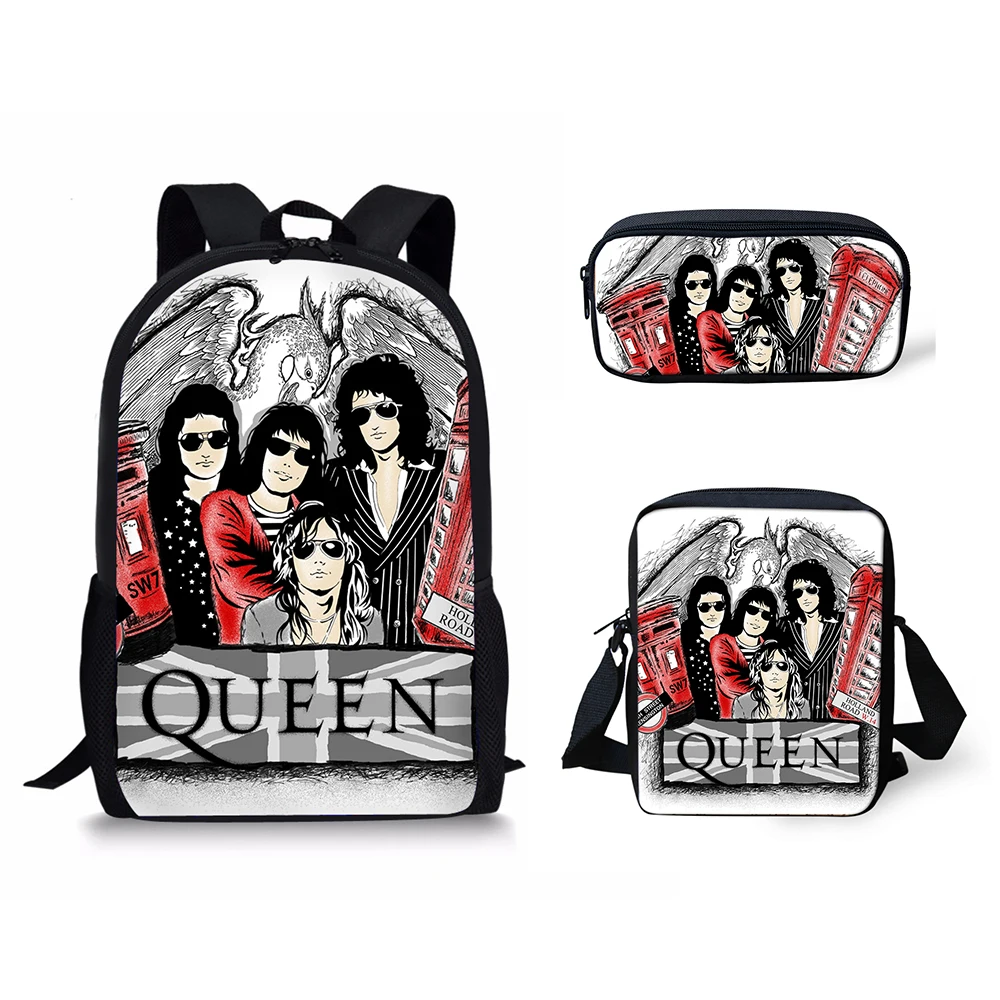 HaoYun Children School Bags Queen band Bohemian Rhapsody Print Large Shoulder Backpack 3Pcs/set Students Bookbag Kids Custom