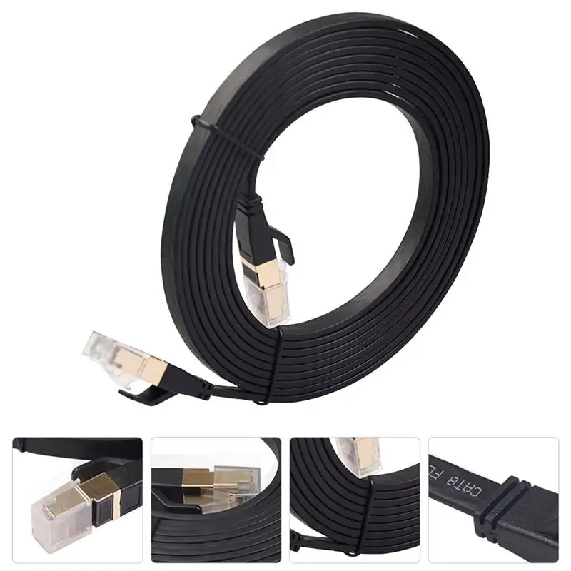 

1pc Double-shielded CAT8 Network Cable Oxygen-free Copper Flat Network Cable