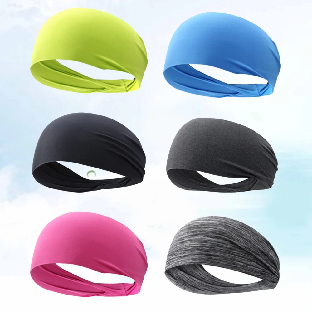 

6pcs Unisex Sports Headband Elastic Hair Bands Quick Drying Head Wrap for Yoga Running Fitness Workout Gym Exercise Random Color