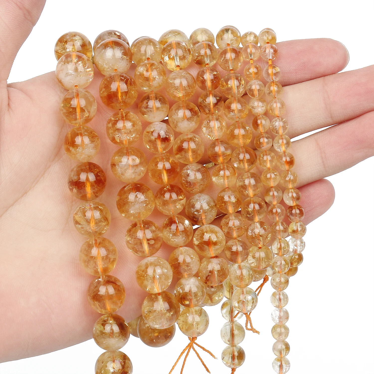 Круглые Бусины Из Натурального цитрина AA для изготовления ювелирных изделий