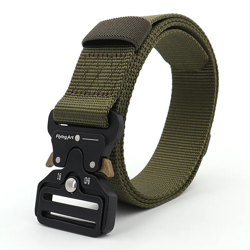 

2021 Outdoor canvas men's belt custom LOGO quick release nylon tactical belt