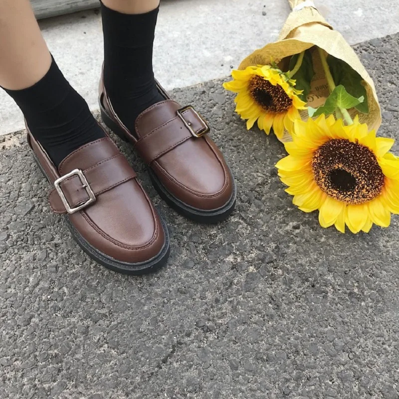Новинка 2019 Корейская версия дикой ретро-обуви на плоской подошве женские туфли в