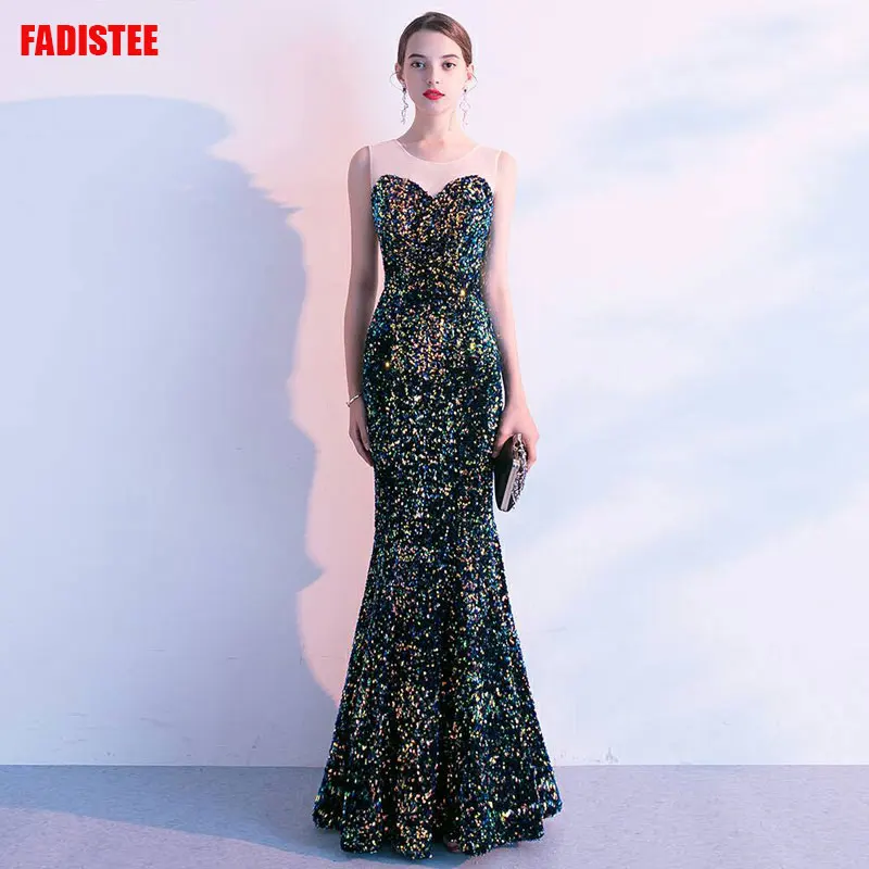 Женское вечернее платье русалка длинное праздничное без рукавов расшитое