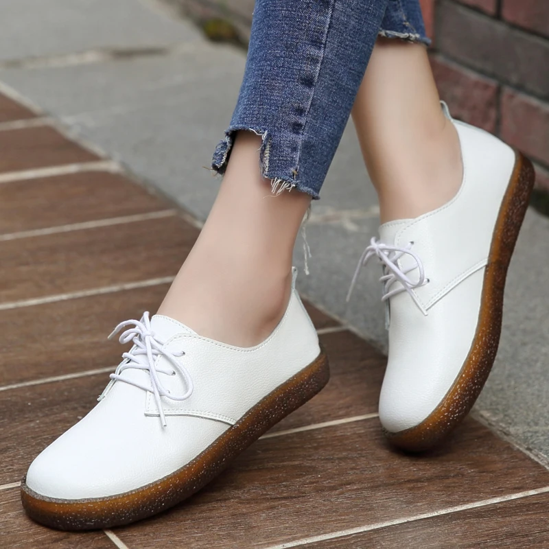 Женская обувь Сезон Зима элегантная из кожи с нашивкой zapatos de mujer con plataforma plana moda 2018