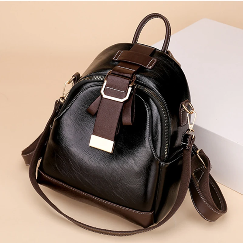 

Leather Backpack Female Multi-function Travel Bag Fashion Lady Knapsack School Bag for Student Rucksack Anti-theft Bag SAC