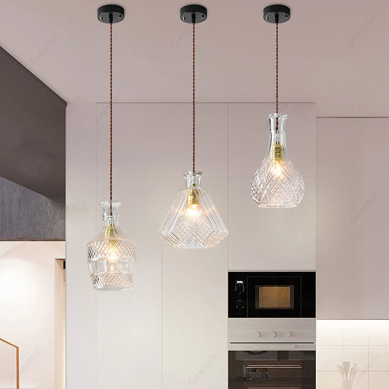 Винтажный подвесной светильник в виде стеклянной бутылки лампа для столовой