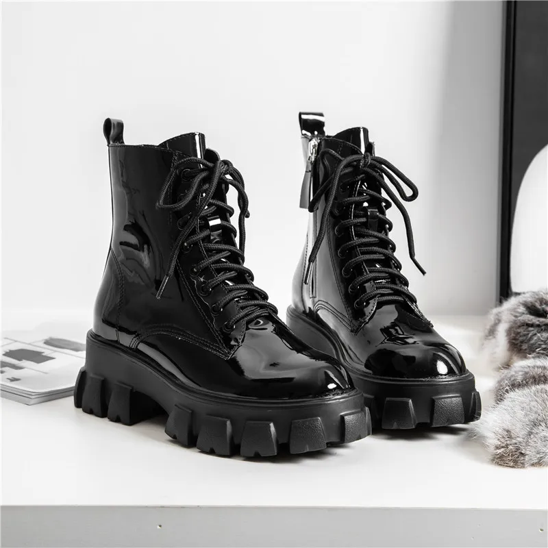 

RASMEUP 2020 Fashion Style Women's Boots Plus Velvet Women Platform Boots Casual Thick sole Ladies Shoes Women Boot