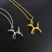 new hot hip hop fashion balloon dog pendant stainless steel silver necklace punk party jewelry