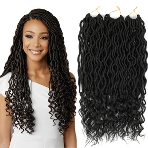 X-TRESS крючком косы для наращивания волос Синтетические кудрявые искусственные Локи мягкая богиня плетение с глубокими волнистыми концами черный цвет дреды