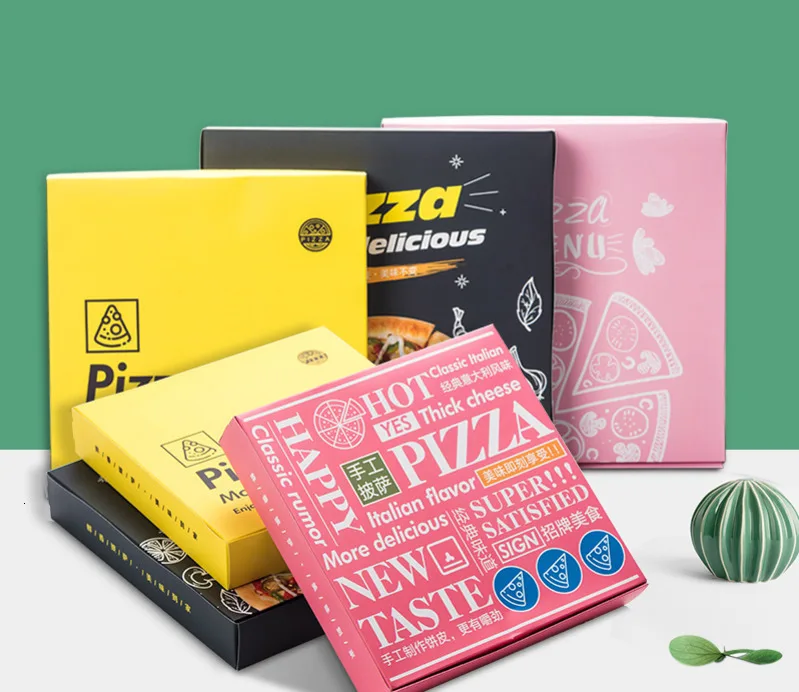 40 шт./лот коробка для пиццы 8 9 6 7 дюймов Одноразовые Коробки Для Пиццы картонная