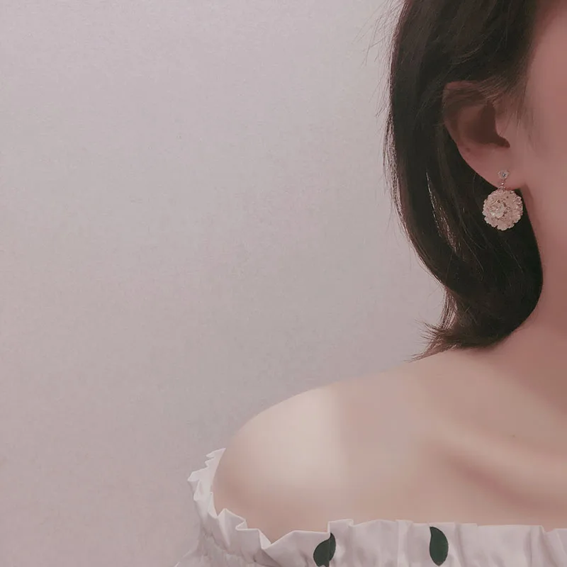 Женские милые и Стразы круглые серьги-капли с цветком для женщин