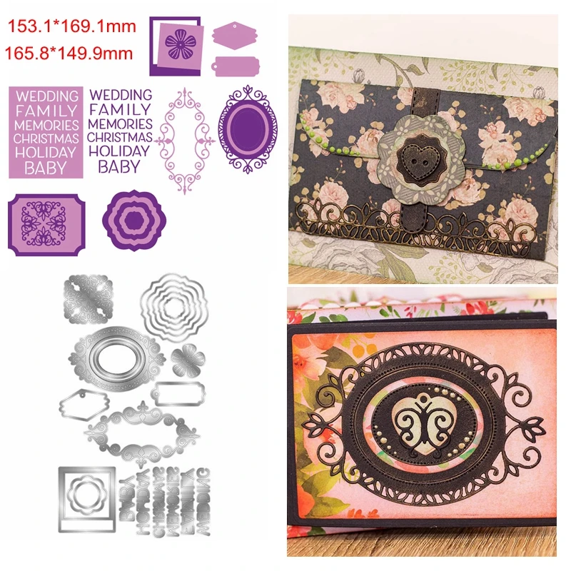 Цветок кружева буквы алфавита Многослойные пустотелые квадратные круглые рамки