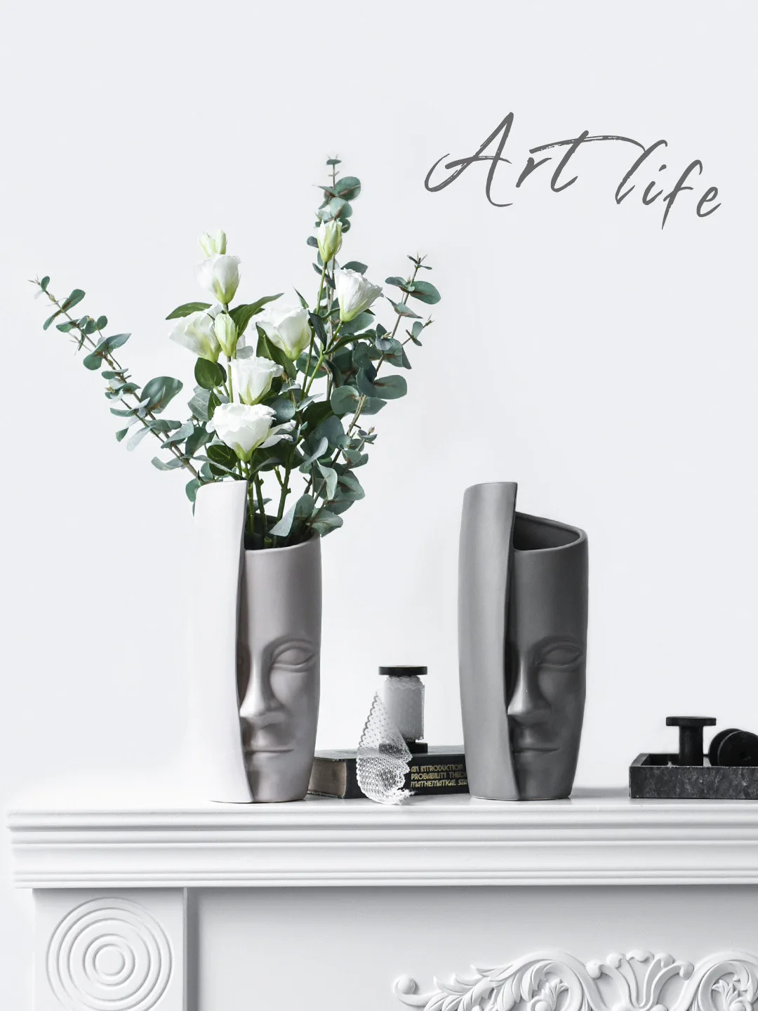 

Nordic Modern Art Ceramic Face Vase Home Decoration Living Room Decoration Flower Arrangement Sculpture Art Ceramic Flower Vase