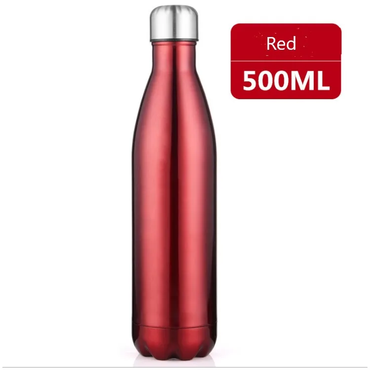 Red Вакуумная бутылка 17 унций в форме колы, бутылка с двойными стенками из нержавеющей стали, бутылка для воды, спортивные напитки, холодная и горячая - Цвет: Red