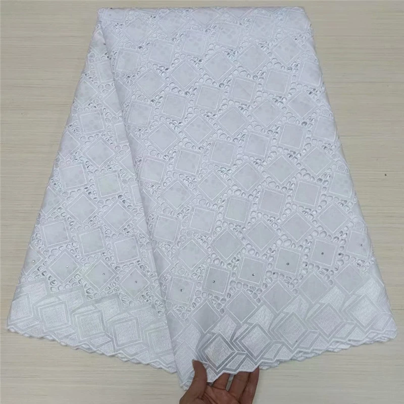 

5 yards Swiss Lace Fabric Latest Embroidery African 100% Cotton Fabrics Swiss Voile Lace Popular Dubai Style