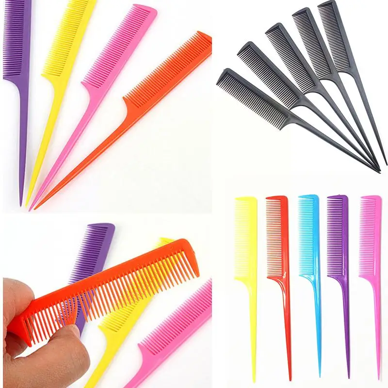 

Colorful Plastic Hair Care Rat Tail Combs Styling Pointed Care Hair Thick Hair Shank Tools Teeth Hair Smooth Long Many Comb E6T7