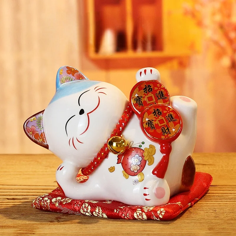 

4.5 inch lucky cat ceramic home decoration creative Japanese-style lucky cat small piggy bank store opening event gift