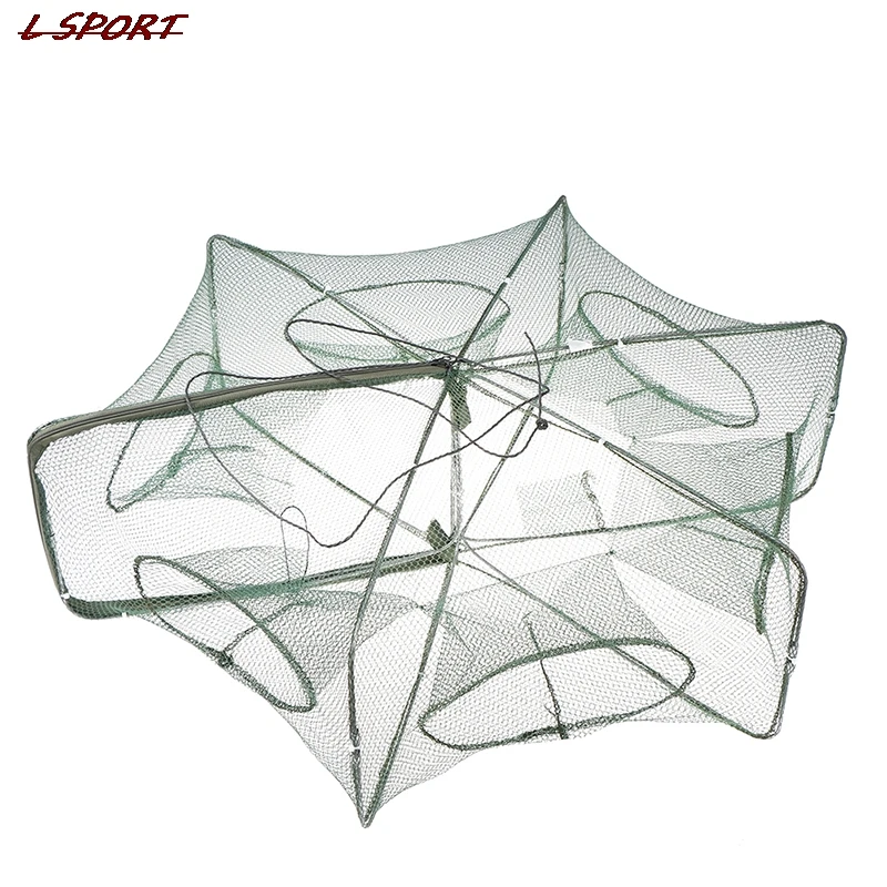 

Portable 6 Holes Folded Hexagon Fishing Net Network Casting Crayfish Catcher Fish Trap Shrimp Catcher Tank Cages Mesh Nets