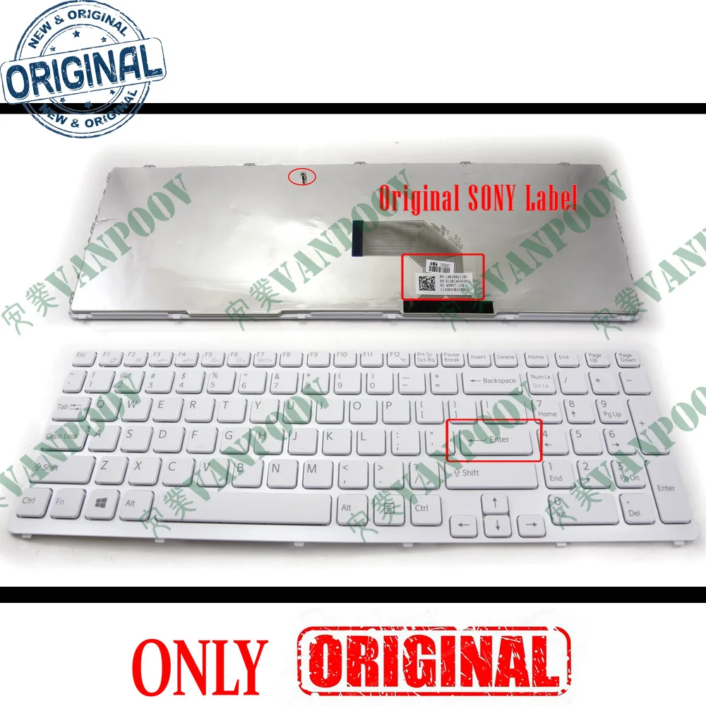 Новая клавиатура для ноутбука Sony Vaio SVE17 SVE 17 SVE1711 E дюймов E17 белая с рамкой