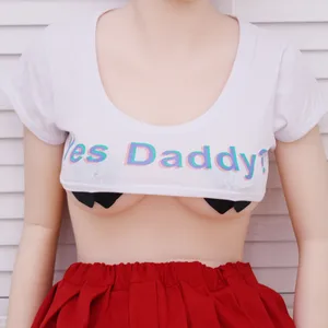 Футболка Yes Daddy, короткий топ, сексуальные женские топы, Летний принт, забавная белая футболка для ночного клуба, вечеринок, Женская Клубная одежда, короткий топ