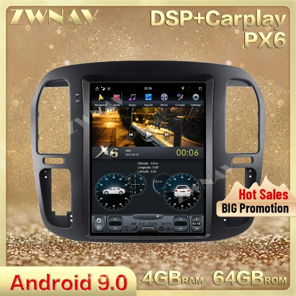 Стереомагнитола Tesla style на Android 9 0 для Toyota Land Cruiser 100 lc100 1992 2002 gps навигация