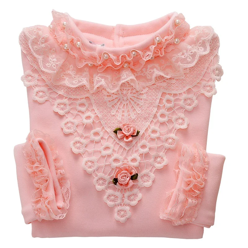 

Hot Sale Children Girls T-Shirt, Autumn Kids Clothes Baby Girls Full T-Shirt, Sweet Lace Flower Children Blouse Shirts Clothing
