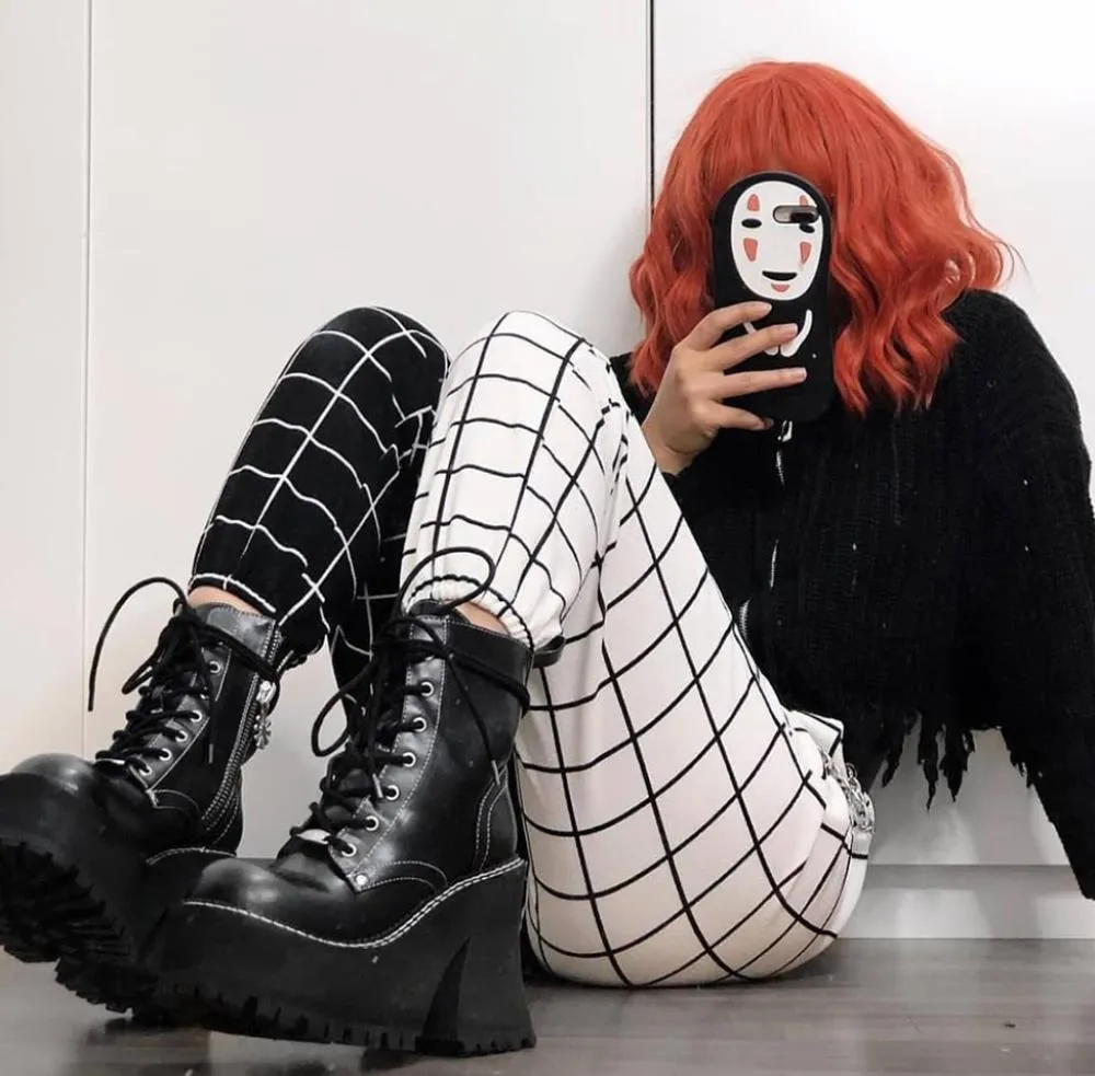 Брюки-карго в черно-белую клетку для девочек уличная одежда крутые штаны стиле