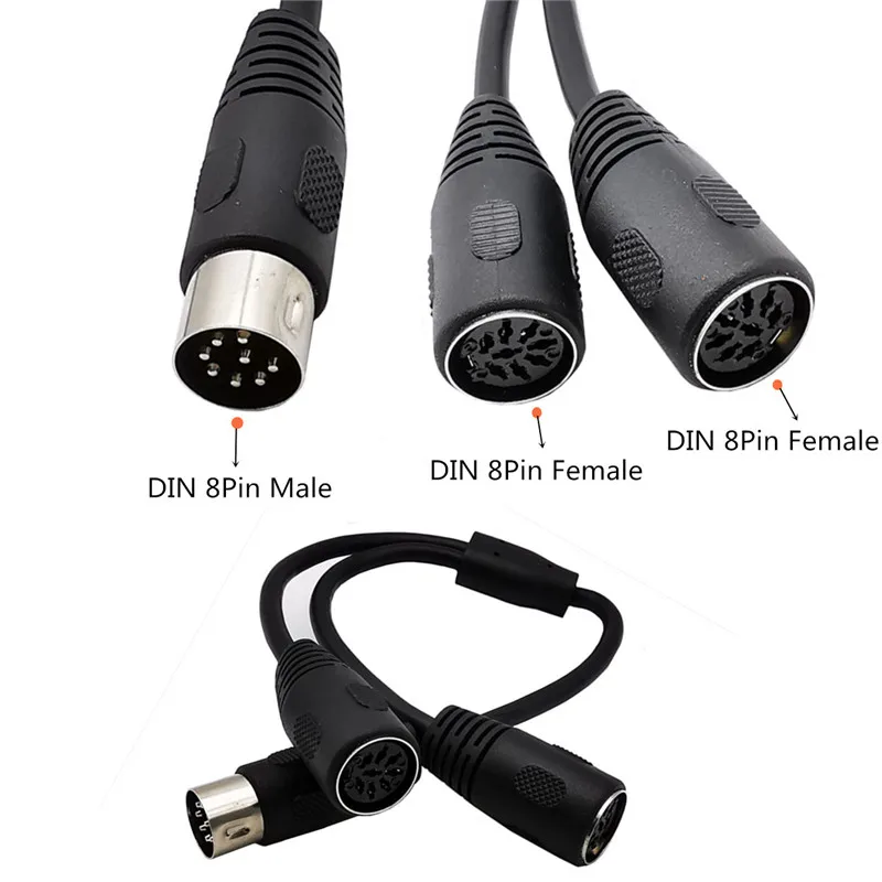 

MIDI DIN 8-Pin Splitter Y cable Adapter 8-Pin male to 2 female cable 0.3m