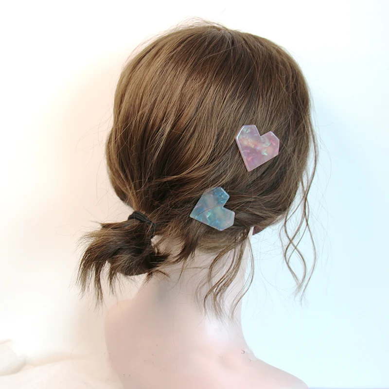 Зажим для волос сердце женщин корейский милый акриловый зажим волос|Украшения