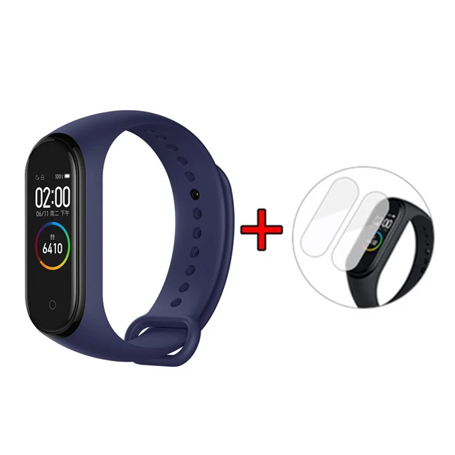blue band add film Xiaomi mi Band 4 Smart band 4 цветной экран Браслет Пульс фитнес музыка Bluetooth 50 м водонепроницаемый xiaomi браслет 4 mi Band - Цвет: blue band add film