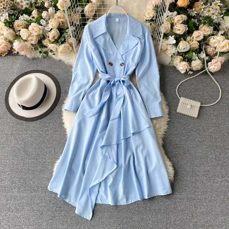 Платье SINGRAIN женское однотонное на пуговицах ассиметричное элегантное уличное