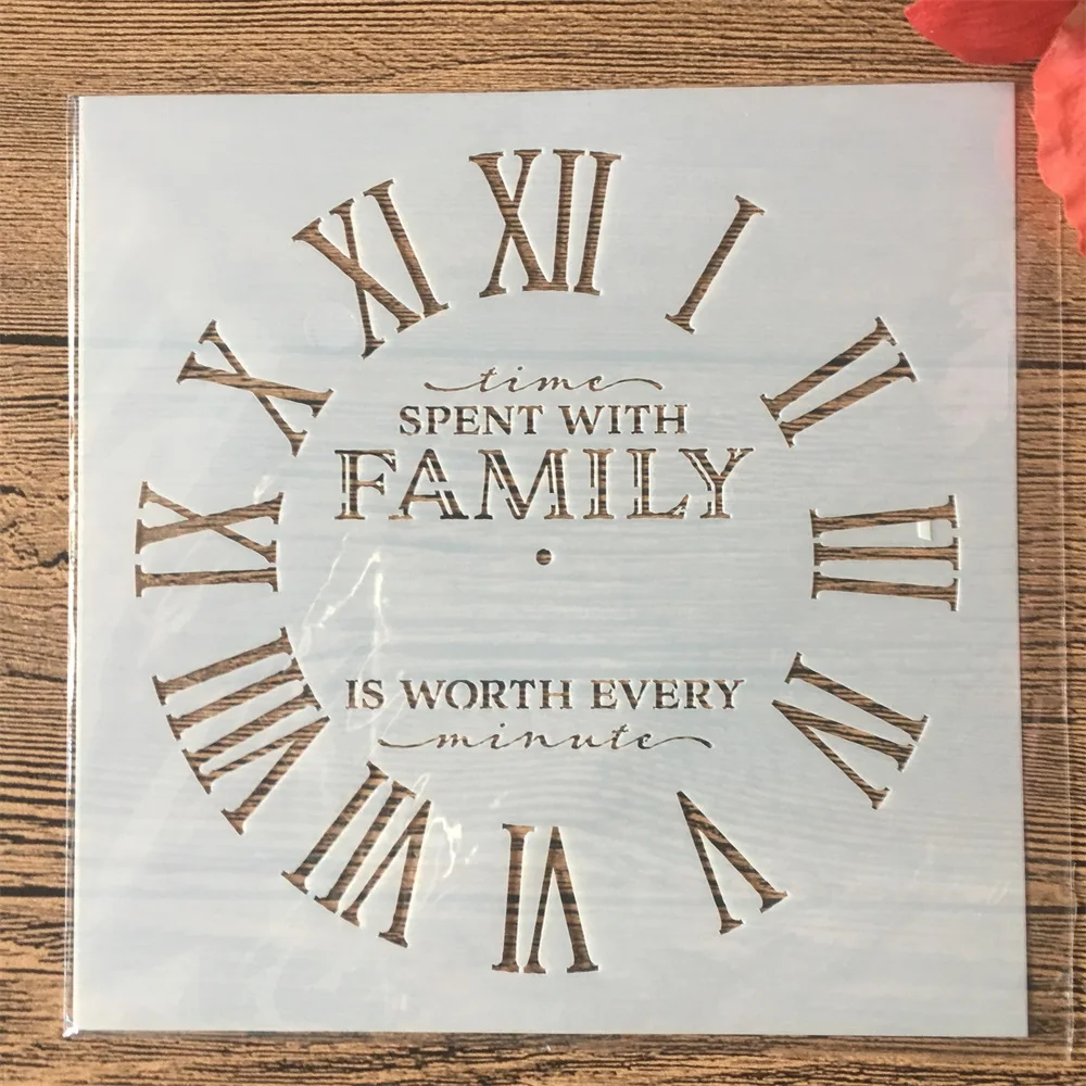 

New 15*15cm Clock Family Dial DIY Layering Stencils Painting Scrapbook Coloring Embossing Album Decorative Card Template