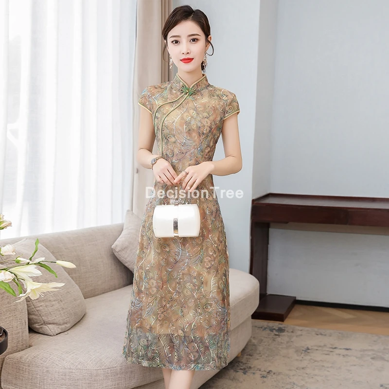 

2022 vintage chinese dress qipao elegant women cheongsam mandarin collar chinese dress vestidos cheongsam dress oriental dress