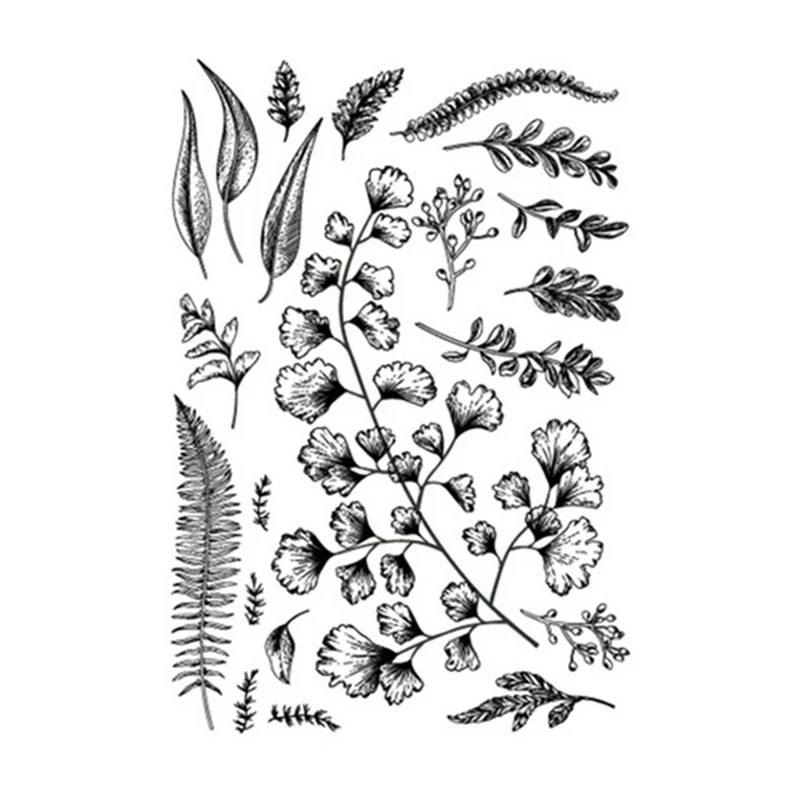 Прозрачные силиконовые штампы в стиле ретро с листьями и цветами|Штампики| |