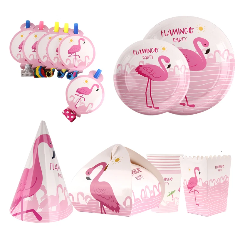 1 комплект серия фламинго одноразовая посуда бумажная тарелка/чашка декор для