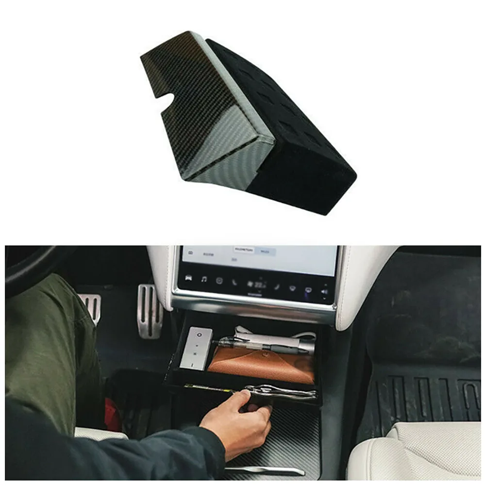 

Car Center Console Drawer Tray Storage Box Organizer Carbon Fiber Car Interior Decoration For Tesla Model X Model S 2012-2018