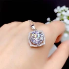 Серебро 925 Оригинал 5 карат, украшенные сверкающим бриллиантом тест мимо Биг-D Цвет Муассанит кулон ожерелье цепочка с драгоценными камнями для женщин ювелирные изделия