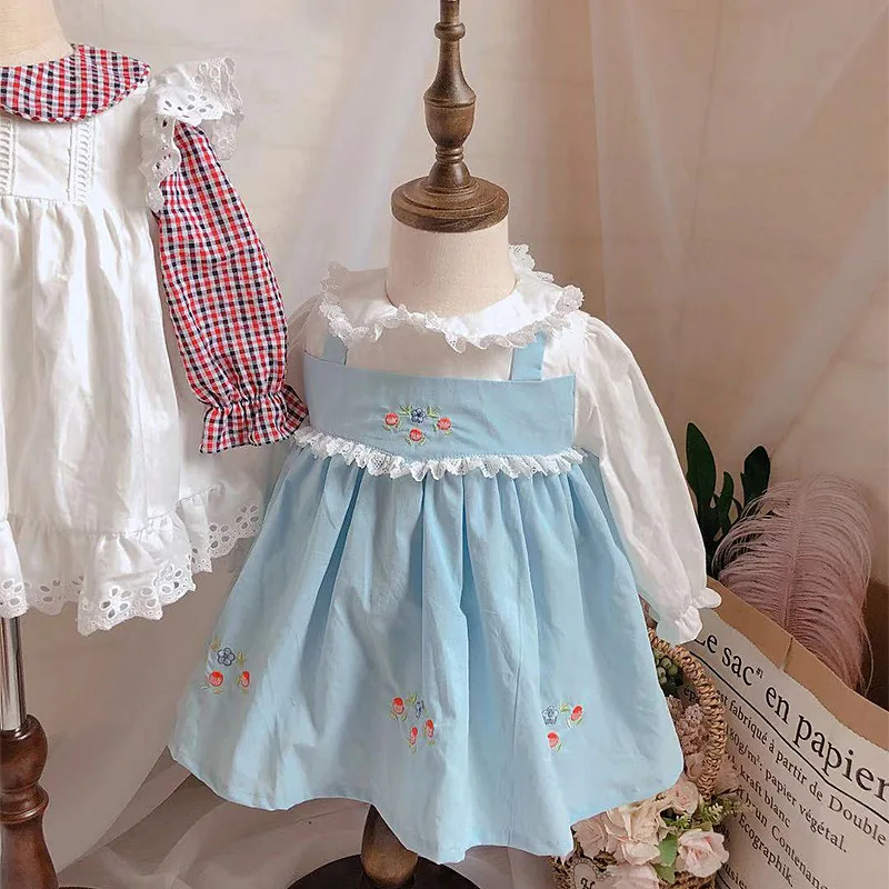 

wholesale European and American rural style girl dress spring autumn Nine points sleeves princess dress