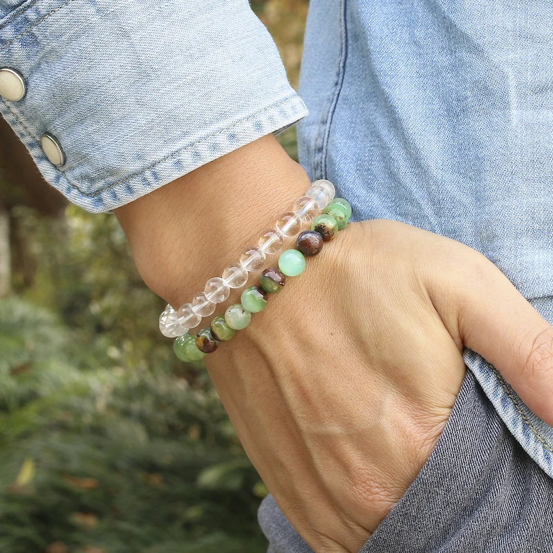 Женские и мужские браслеты ручной работы Стрейчевые круглые бусины из