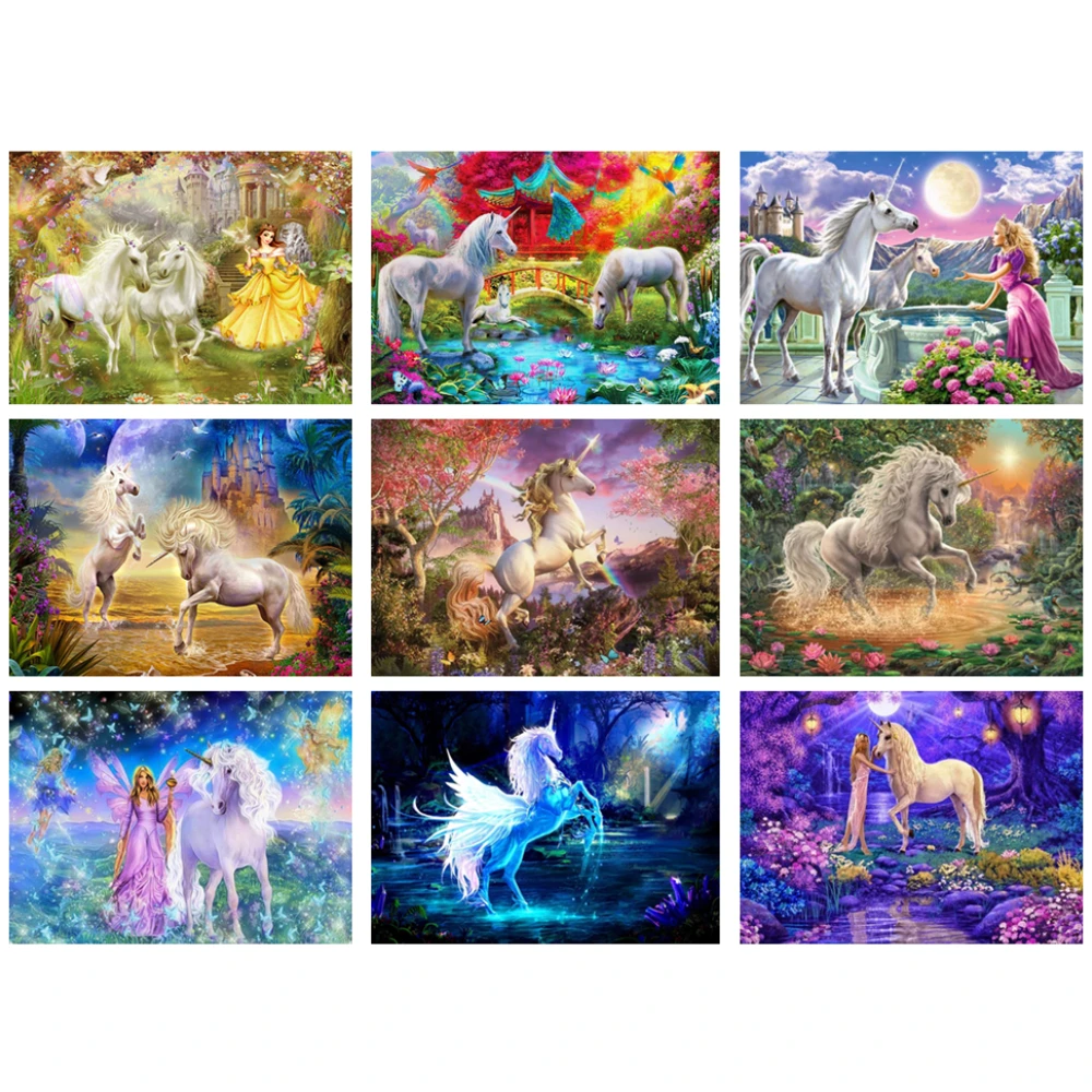 Полноразмерная 5D алмазная живопись с рисунком лошади и принцессы Стразы вышивка