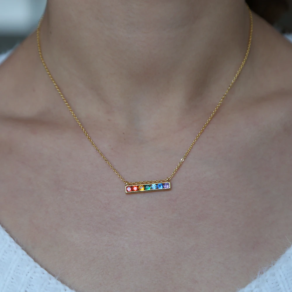 Весенние разноцветные ожерелья 2022 с фианитами Радужное ожерелье плавучая