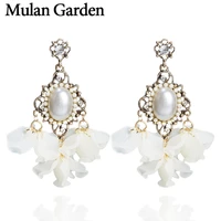mg white imitation pearl gothic vintage earrings women trendy flower rhinestone statement dangle earrings fashion jewelry gifts