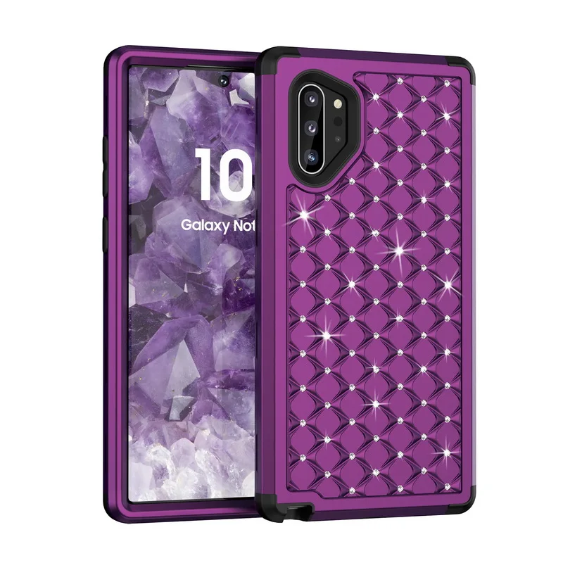 Роскошный Блестящий Алмазный чехол для телефона samsung Galaxy Note 10 Plus S10 S9 Plus Броня гибридная 3 в 1 противоударный жесткий чехол