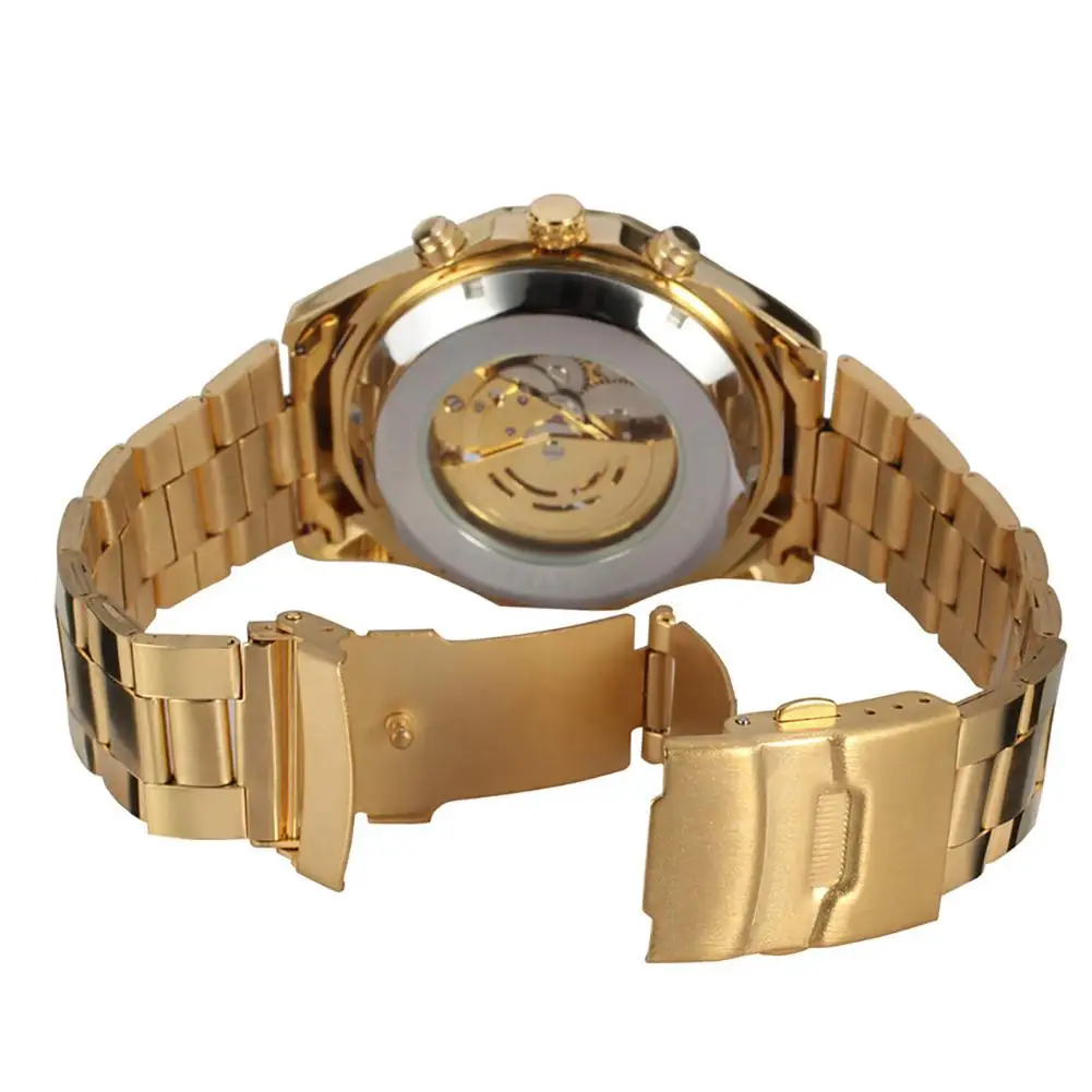 LinTimes Men Wristwatches Gold Color Business Fashion Casual Fully Automatic Mechanical Watch Male Watches reloj hombre | Наручные часы
