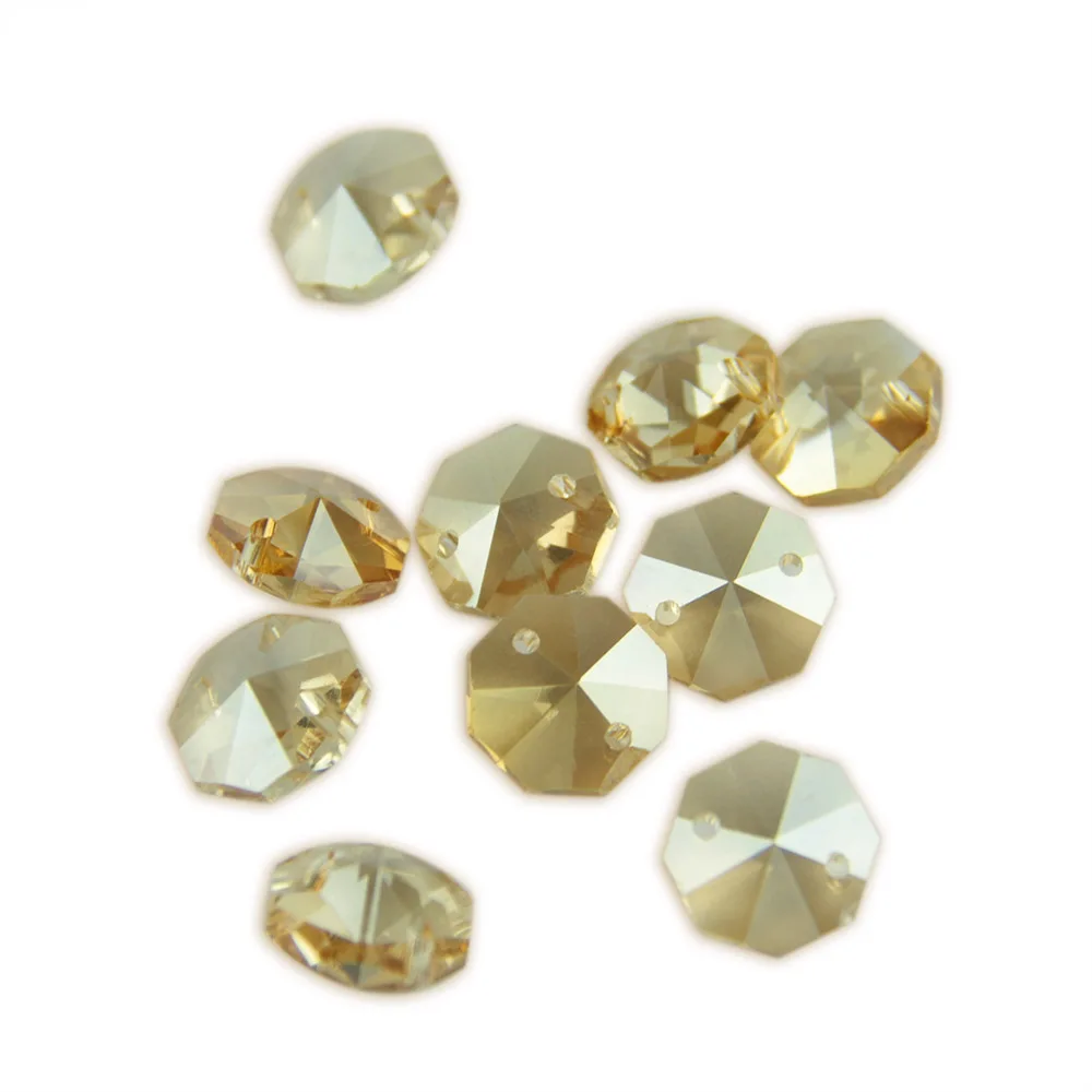 100 шт./лот 14 мм 2 отверстия шампанского хрустальная люстра части Восьмиугольные