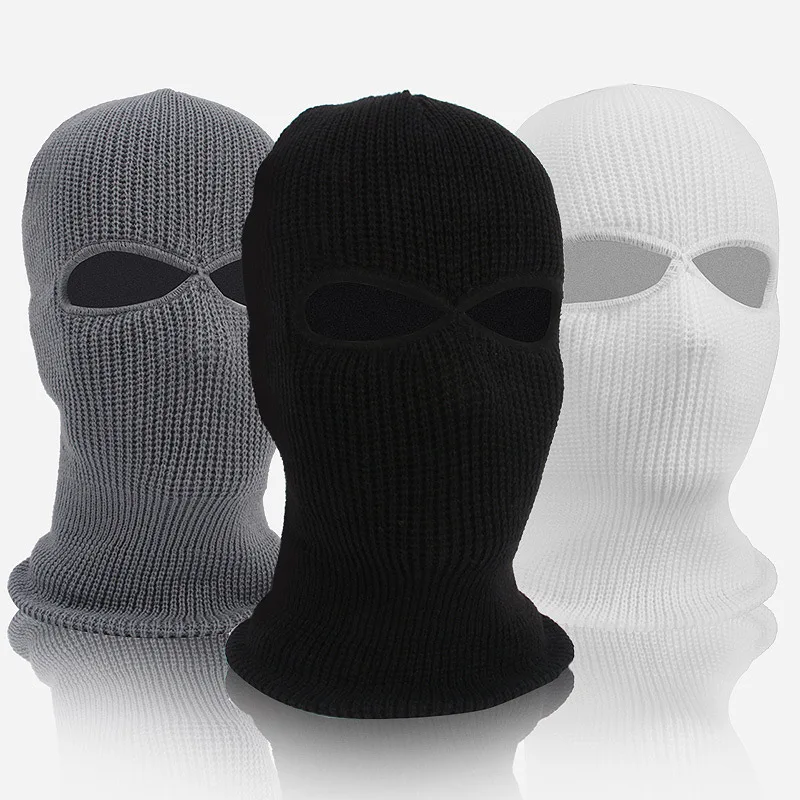

Knit 2 Holes Ski Mask Balaclava Hat Full Face Shield Beanie Cap Winter Warm