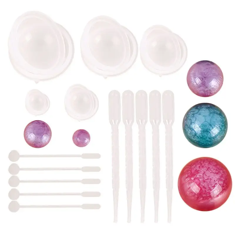 

15Pcs Epoxy Resin Ball Molds Sphere Jewelry Casting Silicone Molds for Resin Casting Kit Jewelry Making Tools