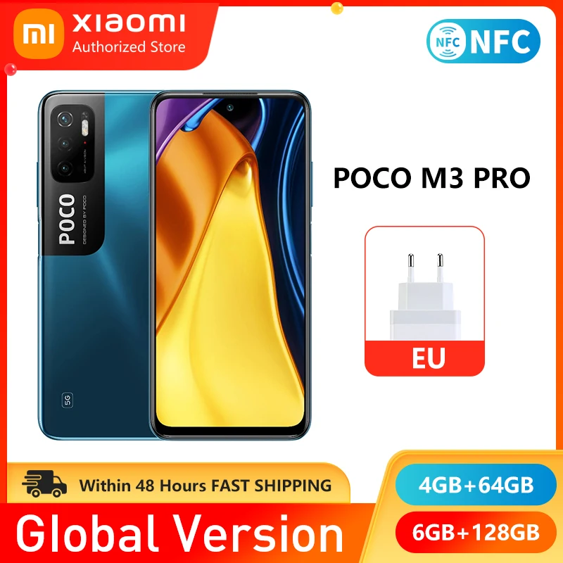 Смартфон глобальная версия POCO M3 Pro 4 Гб 64 Гб/6 ГБ 128 16 5 дюйма 90 Гц FHD 5000 мАч тройная